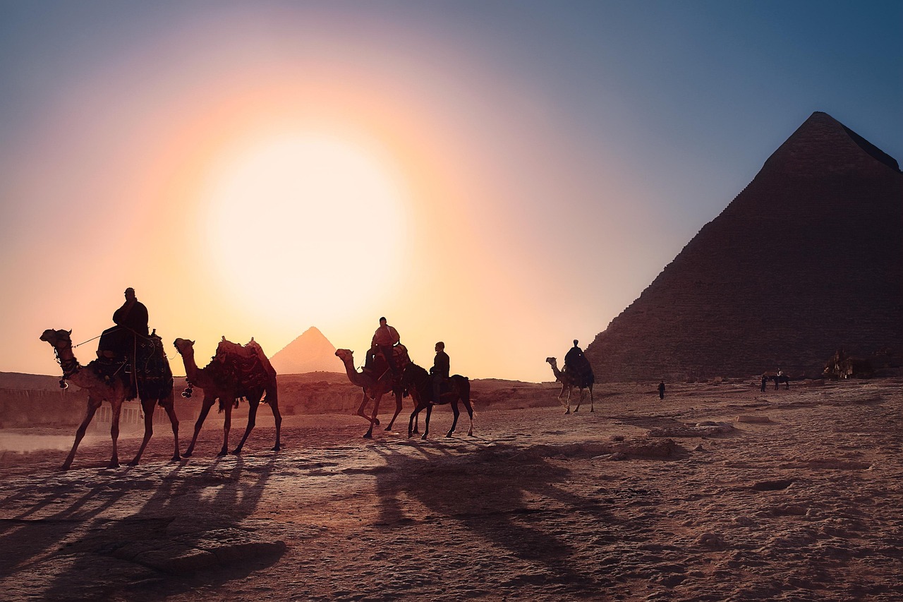 pyramids, cairo, egypt, desert, archaeology, architecture, giza, sunset, landscape, nature, story, landmark